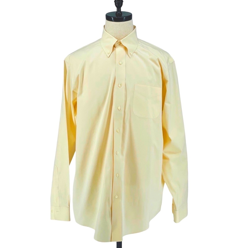 Brooks Brothers Mens 16 1/2 6 7 Non Iron Regular Fit Yellow Long Sleeve Shirt